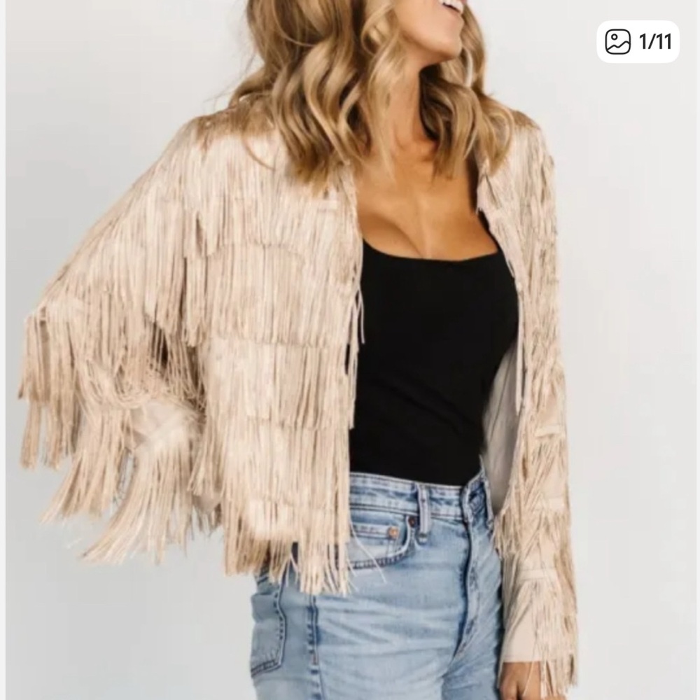 Baltic Born Fringed Tan Jacket S L - Picture 4 of 4